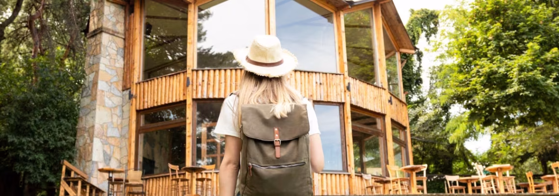 Estudiante observando una casa donde vivirá durante su experiencia de homestay.